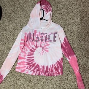 A cropped pink tie dye shirt from Justice.